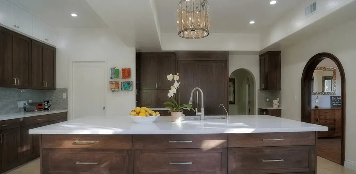 Cabinet refacing project with updated kitchen cabinets and island in Duluth, MN